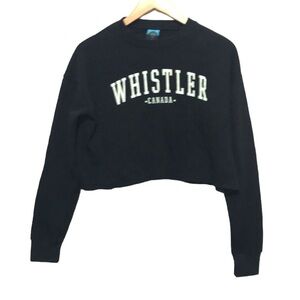COASTAL Culture Whistler Canada cropped sweatshirt size Small black white